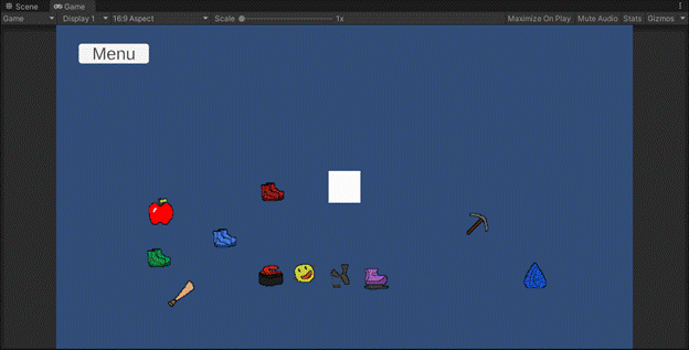 GIF showing the inventory system in action