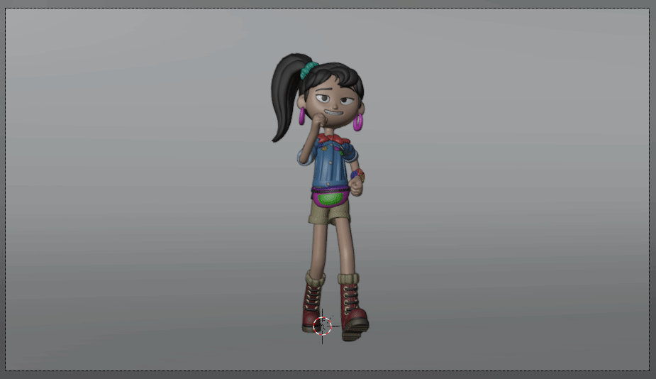 GIF of a Blender project featuring a character rig and walk cycle.