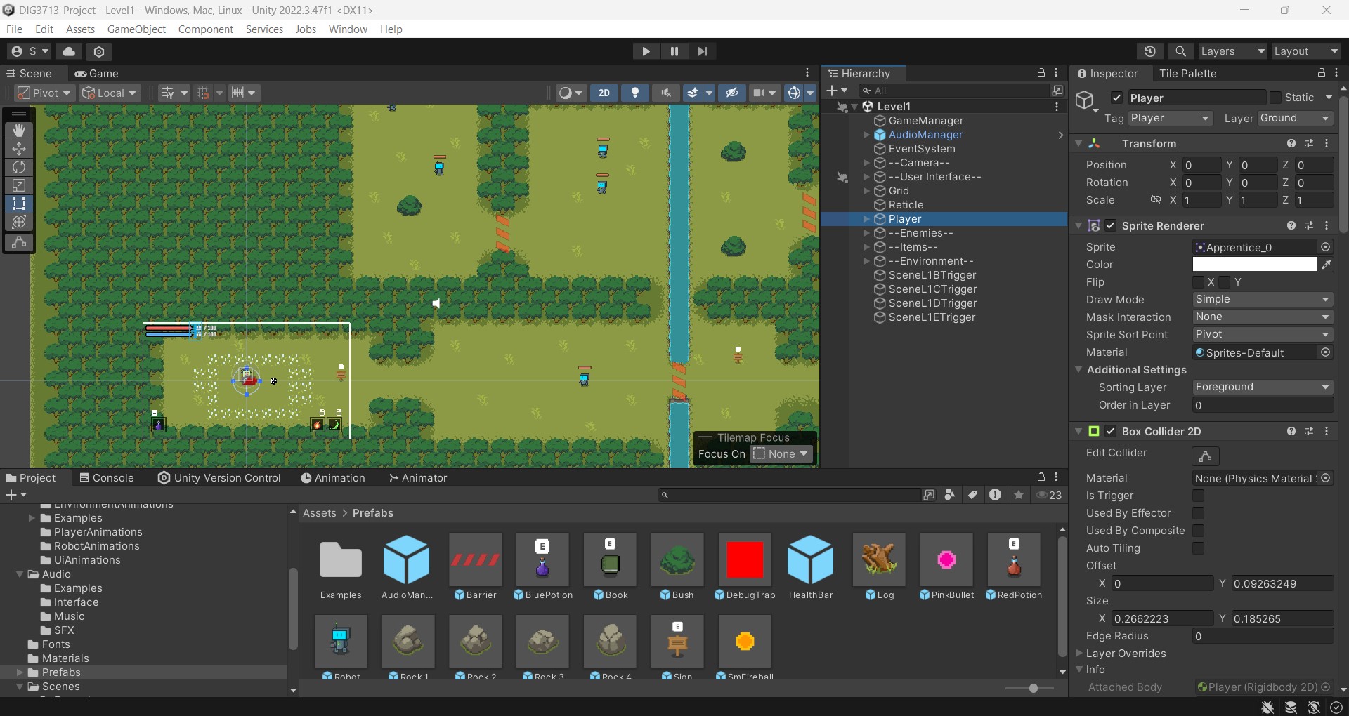 Screenshot of the game in the Unity Editor.