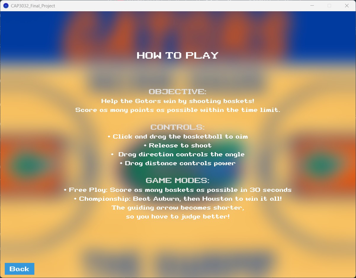 The instructions screen for the game.